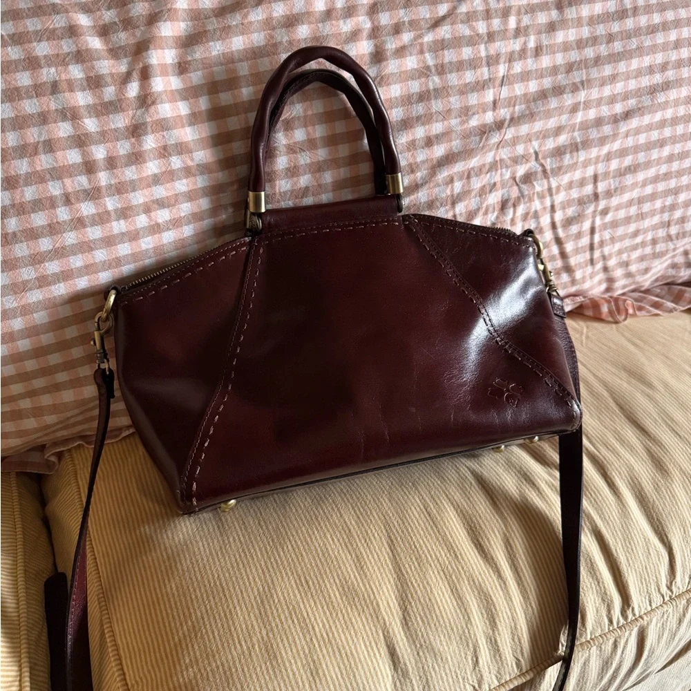 Patricia Nash Deep Burgundy Leather Satchel - Picture 1 of 7